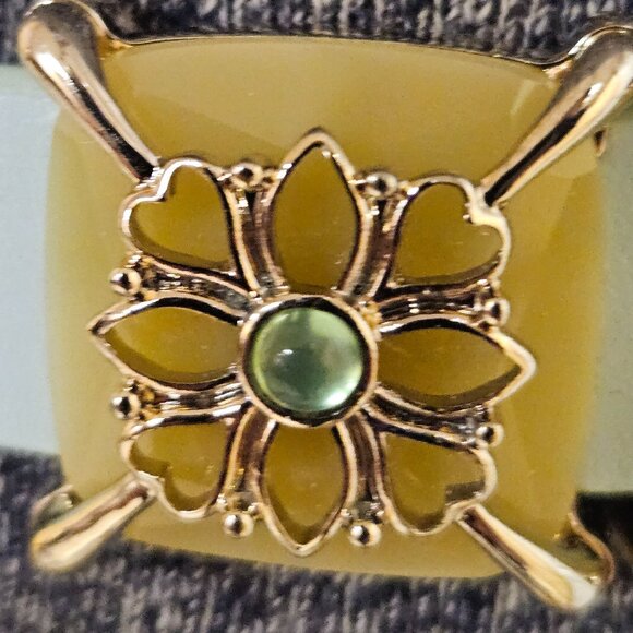 Womens Statement Belt Vintagw Mint Green Waist Belt Yellow Floral Accents - Picture 3 of 6